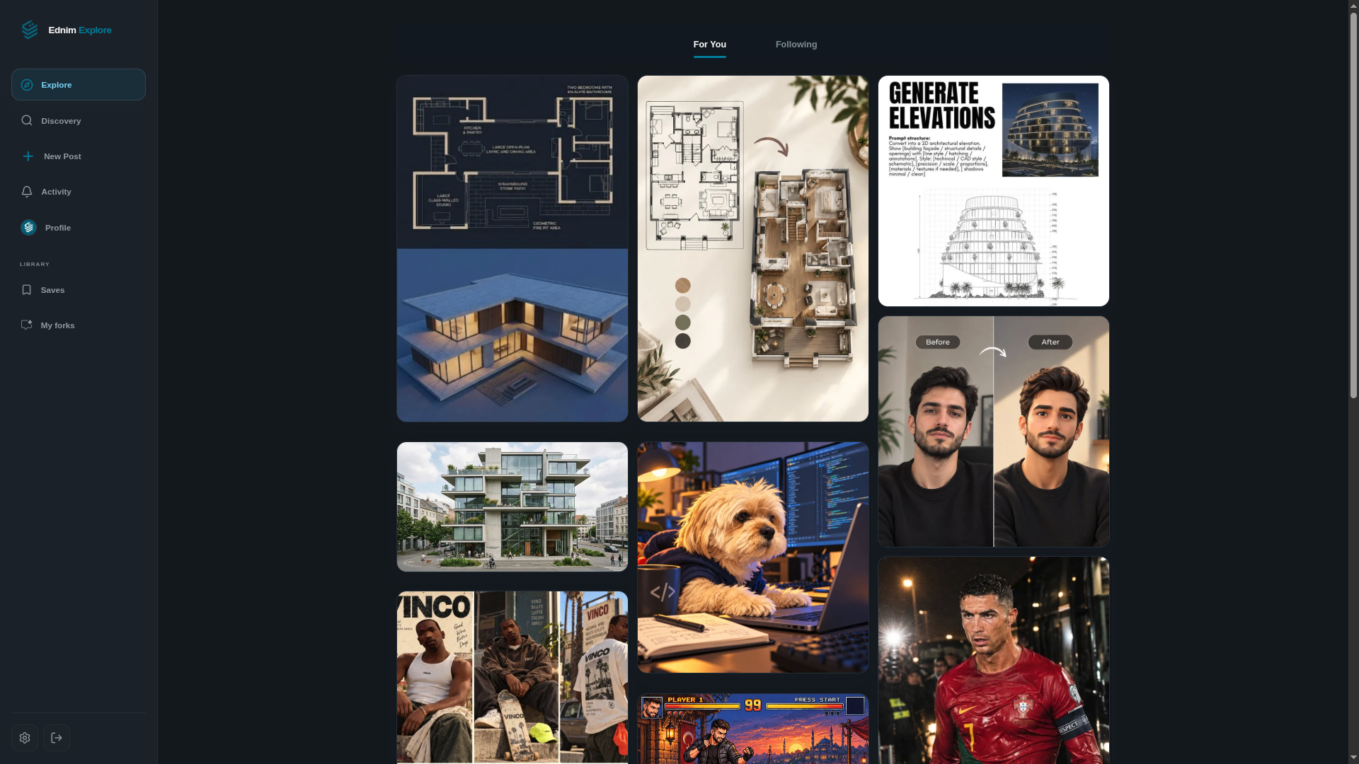 Ednim Explore desktop feed